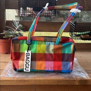 BAGGU Madras Bowler Bag